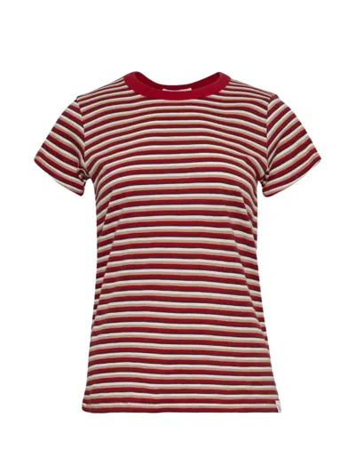 Rag & Bone The Slub Striped T-shirt In Burgundy