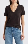 Rag & Bone The Vee Slub Cotton T-shirt In Black