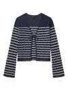 Rag & Bone Womens Indgo Chiara Striped Cotton-blend Cardigan In Blue