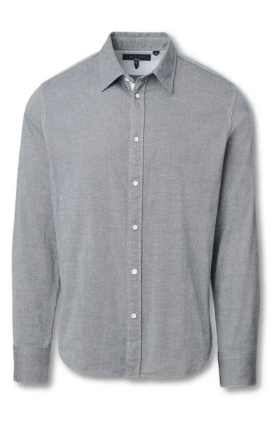 Rag & Bone Tomlin Cotton Dobby Button-up Shirt In Gray