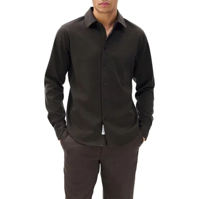 Rag & Bone Tomlin Merino Wool Button-up Shirt In Brown