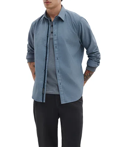 Rag & Bone Tomlin Stretch Dobby Button Front Shirt In Blue