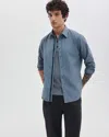 Rag & Bone Tomlin Stretch Dobby Button Front Shirt In Blue