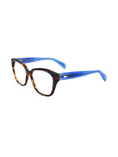 Rag & Bone 톨토이즈셸 이펙트 스퀘어 프레임 안경 In Blue