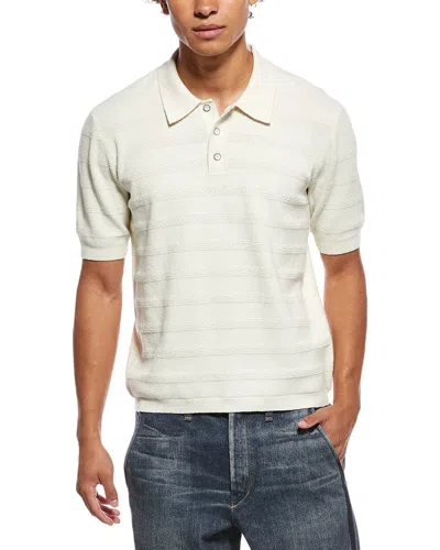 Rag & Bone Troy Zuma Toweling Polo Shirt In White