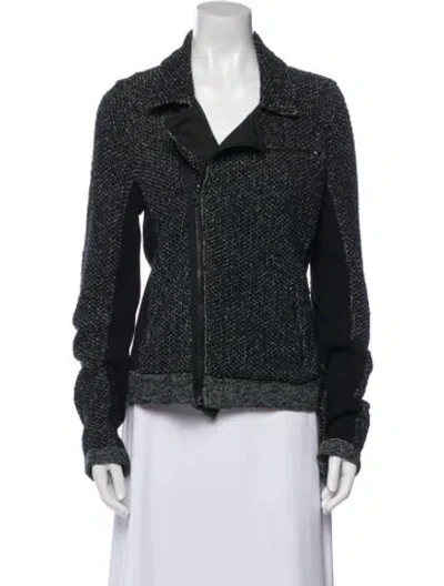 Pre-owned Rag & Bone Tweed Pattern Biker Jacket In Black