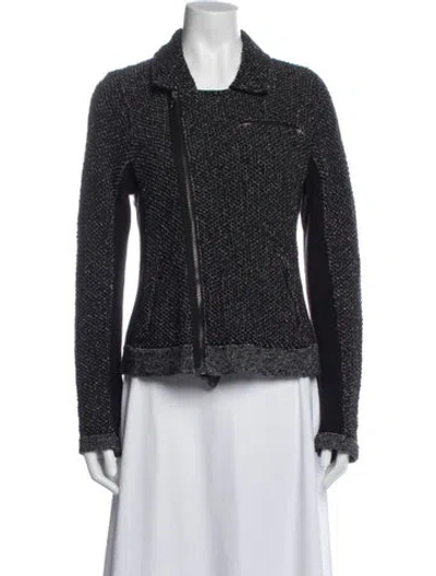 Pre-owned Rag & Bone Tweed Pattern Biker Jacket In Black