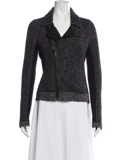 Pre-owned Rag & Bone Tweed Pattern Biker Jacket In Black