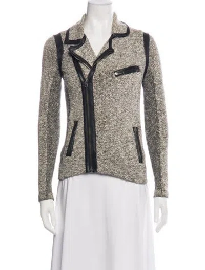 Pre-owned Rag & Bone Tweed Pattern Biker Jacket In Black