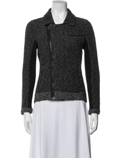 Pre-owned Rag & Bone Tweed Pattern Biker Jacket In Black
