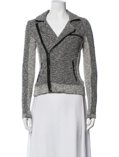 Pre-owned Rag & Bone Tweed Pattern Biker Jacket In Black/white