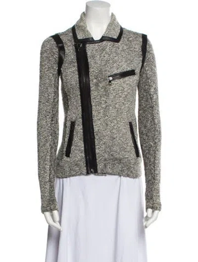 Pre-owned Rag & Bone Tweed Pattern Biker Jacket In Gray