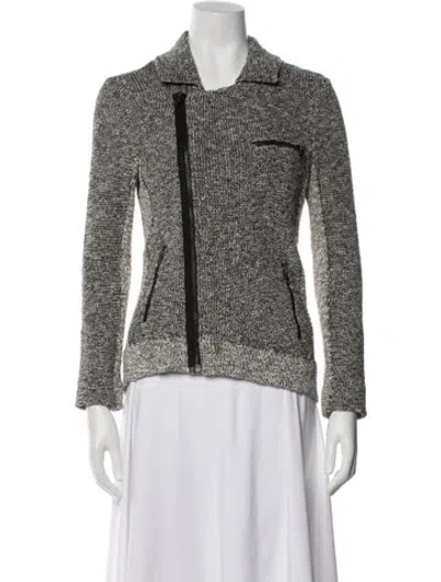 Pre-owned Rag & Bone Tweed Pattern Biker Jacket In Gray