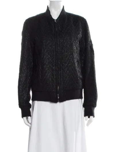 Pre-owned Rag & Bone Tweed Pattern Bomber Jacket In Black
