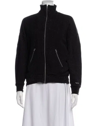 Pre-owned Rag & Bone Tweed Pattern Bomber Jacket In Black