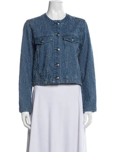 Pre-owned Rag & Bone Tweed Pattern Denim Jacket In Blue
