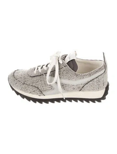 Pre-owned Rag & Bone Tweed Pattern Leather Trim Embellishment Sneakers In Gray