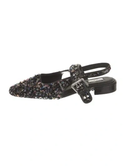 Pre-owned Rag & Bone Tweed Pattern Sequin Embellishments Slingback Flats In Black