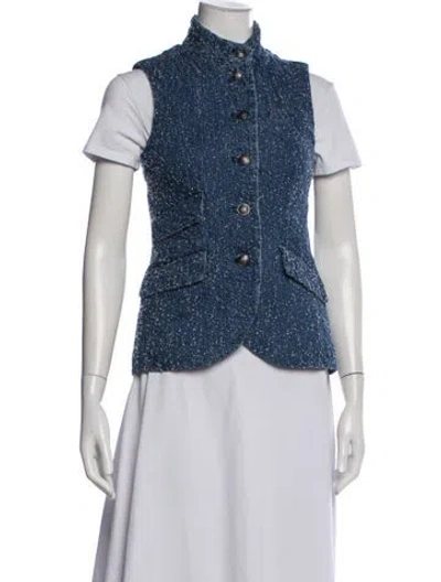 Pre-owned Rag & Bone Tweed Pattern Vest In Blue