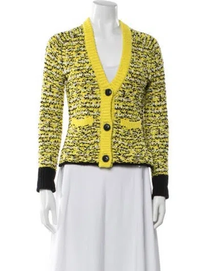 Pre-owned Rag & Bone Tweed Pattern V-neck Sweater In Yellow