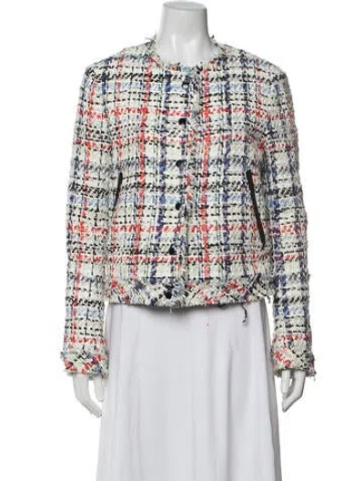 Pre-owned Rag & Bone Tweed Plaid Print Jacket In White
