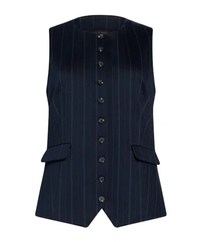 Rag & Bone Twill Stretch Fabric Waistcoat In Black
