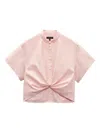 Rag & Bone Twist-front Short-sleeve Top In Pink