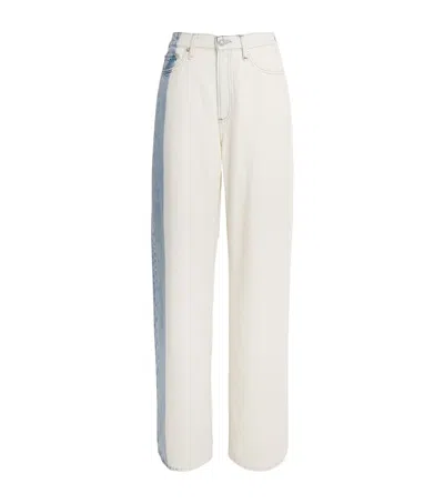 Rag & Bone Two-tone Logan Mid-rise Wide-leg Jeans In White