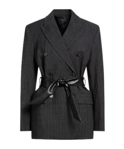 Rag & Bone Two-tone Long-sleeve Blazer In Black