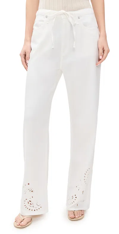 Rag & Bone Ultra Featherweight Phoebe Drawstring Jeans White Eyelet