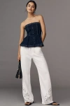 Rag & Bone Ultra Featherweight Phoebe High Rise Drawstring Jeans In White Eyelet