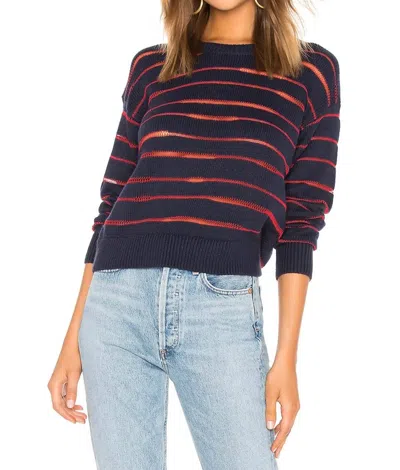 Rag & Bone Unique Stripe Knit Sweater In Navy/red In Burgundy