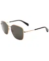 Rag & Bone Unisex Rnb1082 57mm Sunglasses In Gold