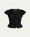 Rag & Bone Valentina Tiered Flutter Sleeve Top In Black