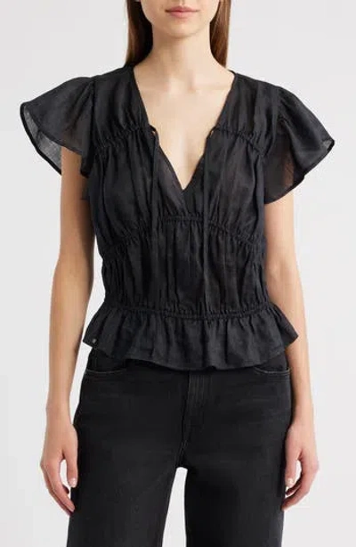 Rag & Bone Valentina Tiered Flutter Sleeve Top In Animal Print