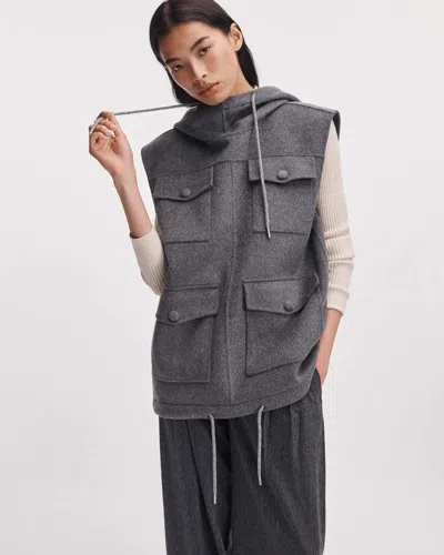 Rag & Bone Valerie Double-face Hooded Vest In Light Grey