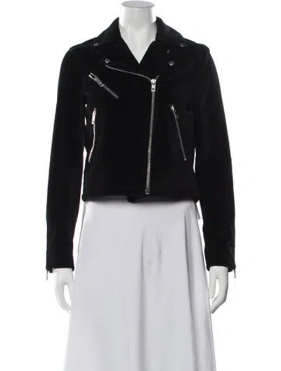 Pre-owned Rag & Bone Velvet Biker Jacket In Blue