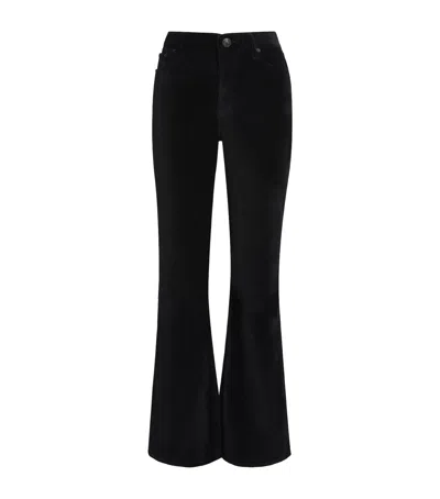 Rag & Bone Velvet Dahlia Mid-rise Flared Jeans In Black