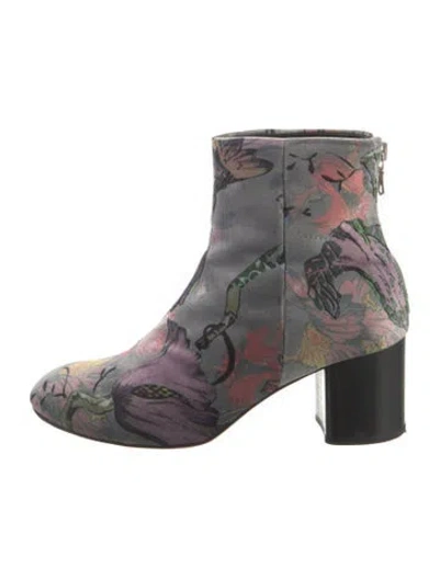 Pre-owned Rag & Bone Velvet Floral Print Boots In Gray