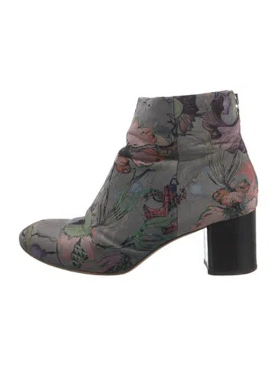 Pre-owned Rag & Bone Velvet Floral Print Boots In Gray