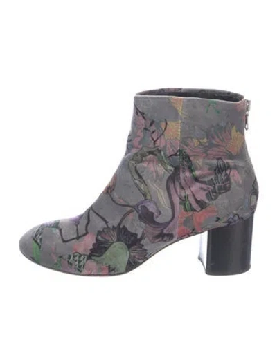 Pre-owned Rag & Bone Velvet Floral Print Boots In Grey