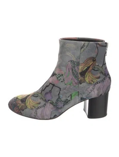 Pre-owned Rag & Bone Velvet Floral Print Boots In Grey