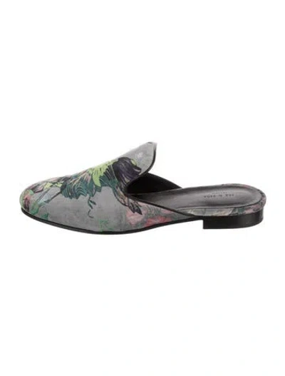 Pre-owned Rag & Bone Velvet Floral Print Mules In Gray