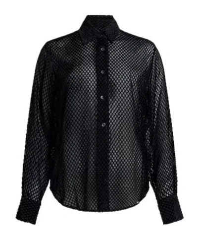 Rag & Bone Velvet Longsleeve Shirt In Black