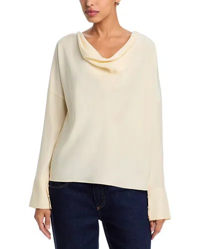 Rag & Bone Vinnie Silk Cowl Neck Blouse In White
