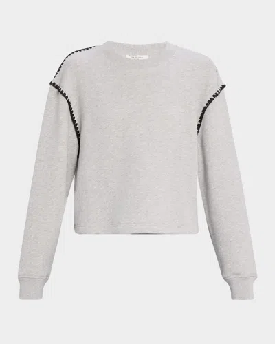 Rag & Bone Vintage Terry Blanket-stitch Pullover In Gray