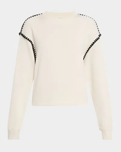 Rag & Bone Vintage Terry Blanket-stitch Pullover In Neutral