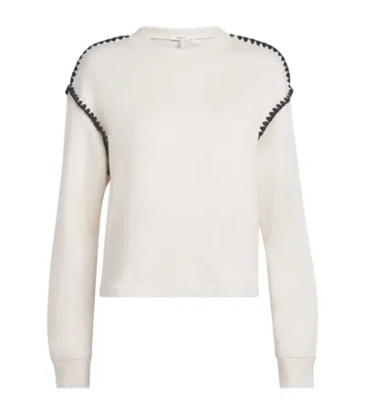 Rag & Bone Vintage Terry Blanket-stitch Sweatshirt In White