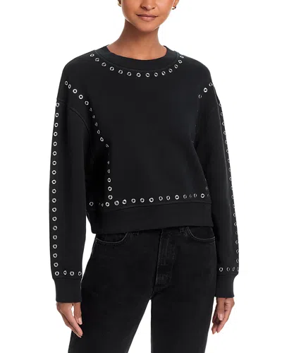 Rag & Bone Vintage Terry Grommet Embellished Pullover In Black