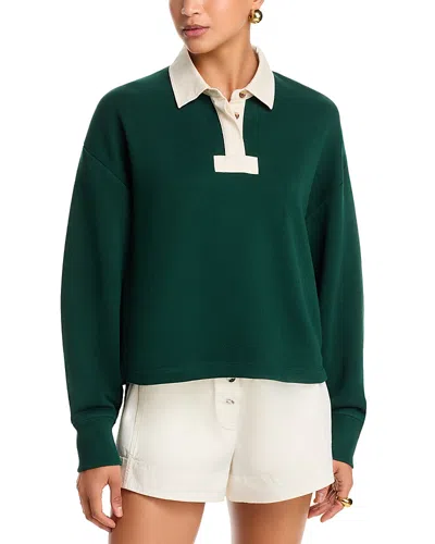 Rag & Bone Vintage Terry Mixed Media Polo Shirt In Green
